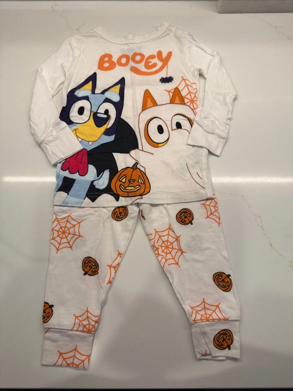 Set of 2 Two-Piece Pajama Sets: Halloween Bluey, and Ribbed Henley (Runs small!)